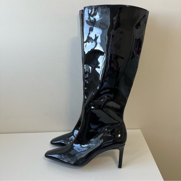 MANGO Aqua Patent Leather Knee Length Boots - Picture 9 of 16